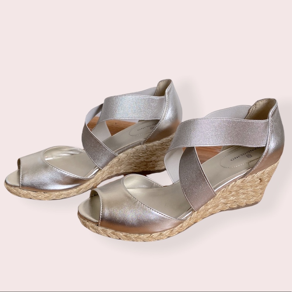Bandolino Hullen Strappy Metallic Espadrille Wedge